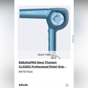 BRAND NEW BABYLISS PRO NANO TITANIUM PISTOL BLUE DRYER
